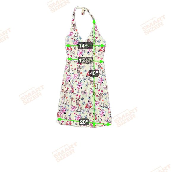 Temptation Hawaiian Luau Hula Dancers Womens Floral Halter Dress Retro Print S - Picture 6 of 6